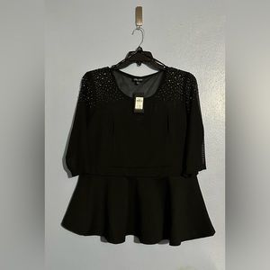 City Chic Peplum Shoulder Dazzle Sheer up top Plus Size